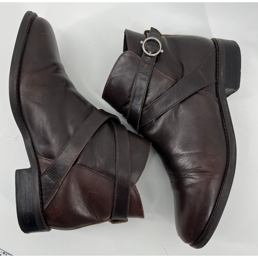 Ariat Windsor Dark Brown Leather Buckle Wrap Ankle Boots Women's sz 8